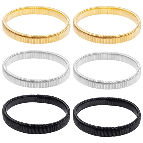 SUMERSHA 6 Pieces Shirt Sleeve Holders Stretchy Metal Armbands Anti-Slip Sleeve Garters for Men and Women, Black Gold Silver - Image 1