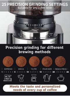 Brutelle Electric Burr Coffee Grinder, Automatic Coffee Bean Grinder Adjustable with 25 Precise Settings for Drip French Press Cold Brew with Quantitative setting White  - Image 3