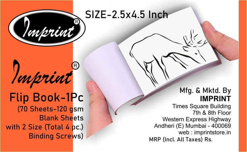 IMPRINT Blank Flip Book Paper/Cards | Predrilled |70 Sheets | 2.5X4.5 Inches | Pack of 1 with 2 Extra Screws| White - Image 2