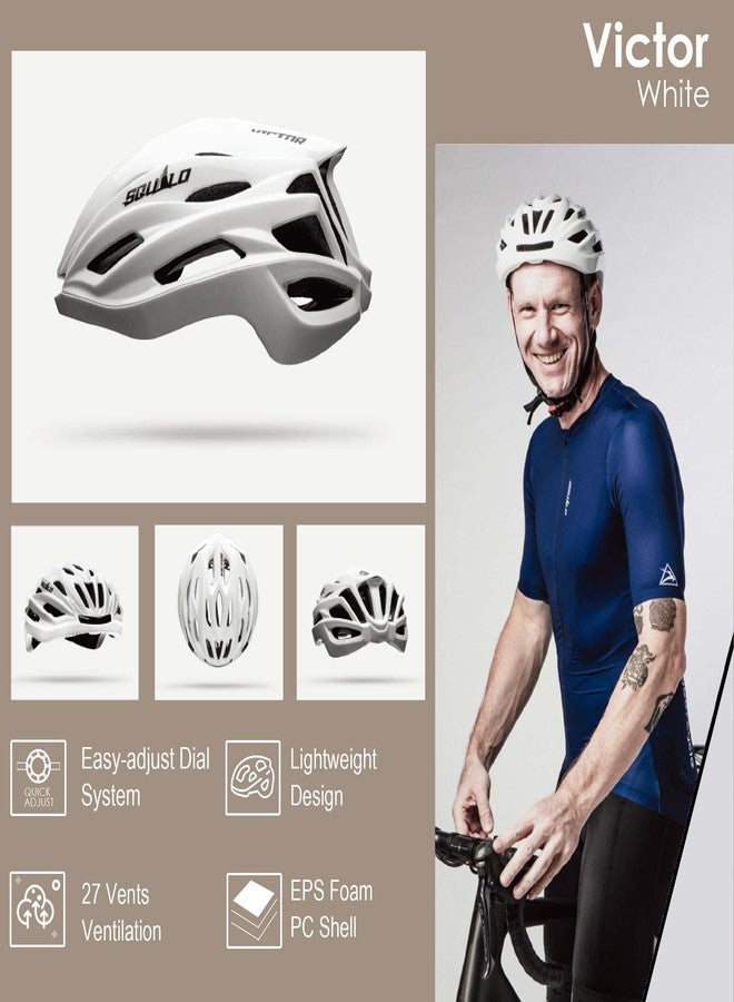 SQUALO Victor Bike Helmet for Men Women, Bicycle Helmet with Adjustment Dial Unisex Adults Cycling Helmet for Mountain Road Biker Lightweight Ventilated (X-Large (24.41-25.59 inches), White) - Image 3