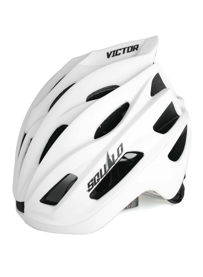 SQUALO Victor Bike Helmet for Men Women, Bicycle Helmet with Adjustment Dial Unisex Adults Cycling Helmet for Mountain Road Biker Lightweight Ventilated (X-Large (24.41-25.59 inches), White) - Image 1