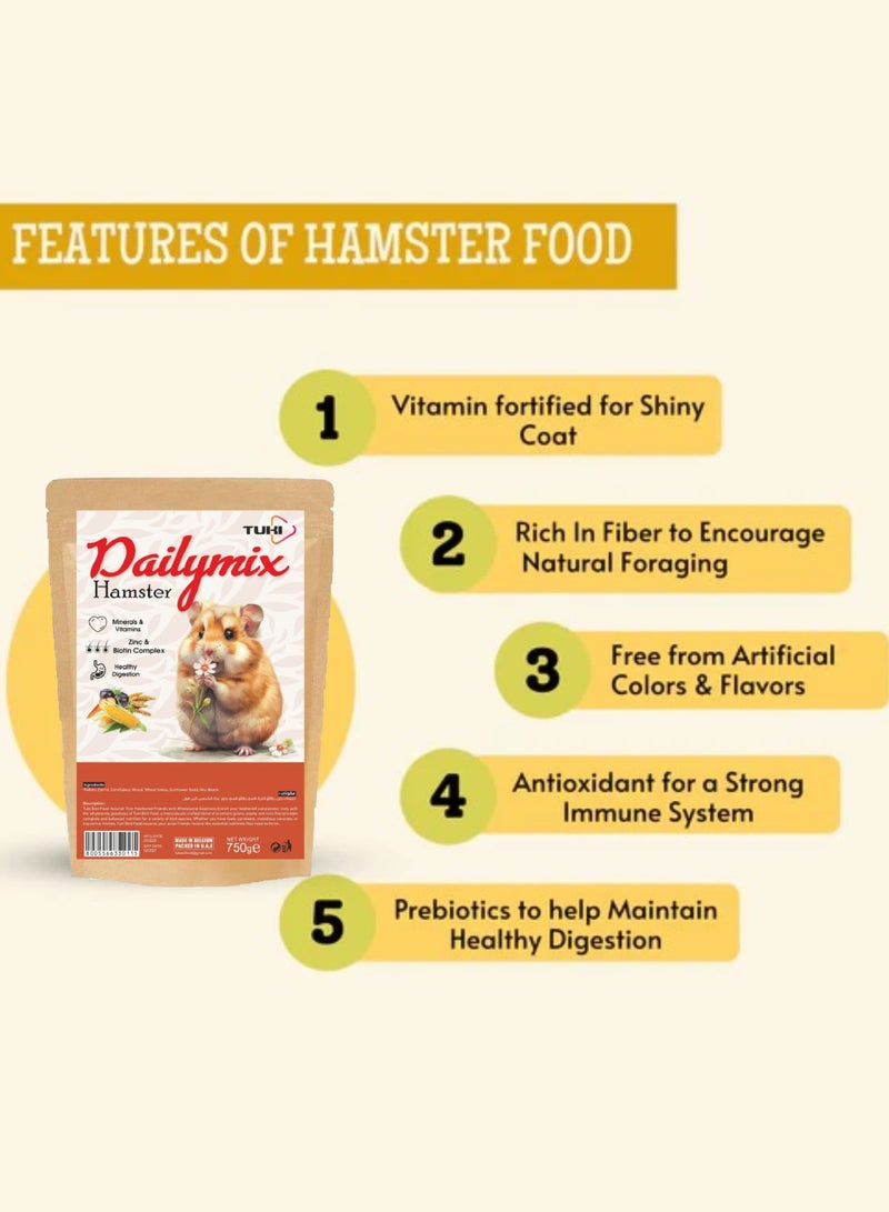 Tuki Food for Hamster – 750g | Natural & Healthy Premium Mix Seeds, | Daily Hamster Food Seeds| All Life Stages - Image 2