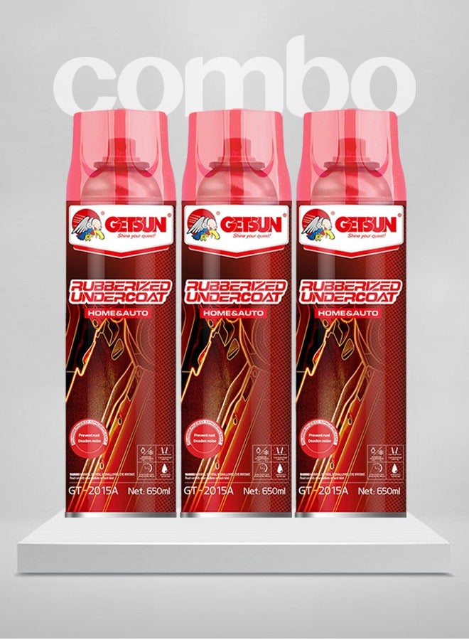 GETSUN 3 PCS Rubberized Undercoat Spray. Car Care Rust Anti Corrosion Protection G-2015A  650ml x 3 - Image 1