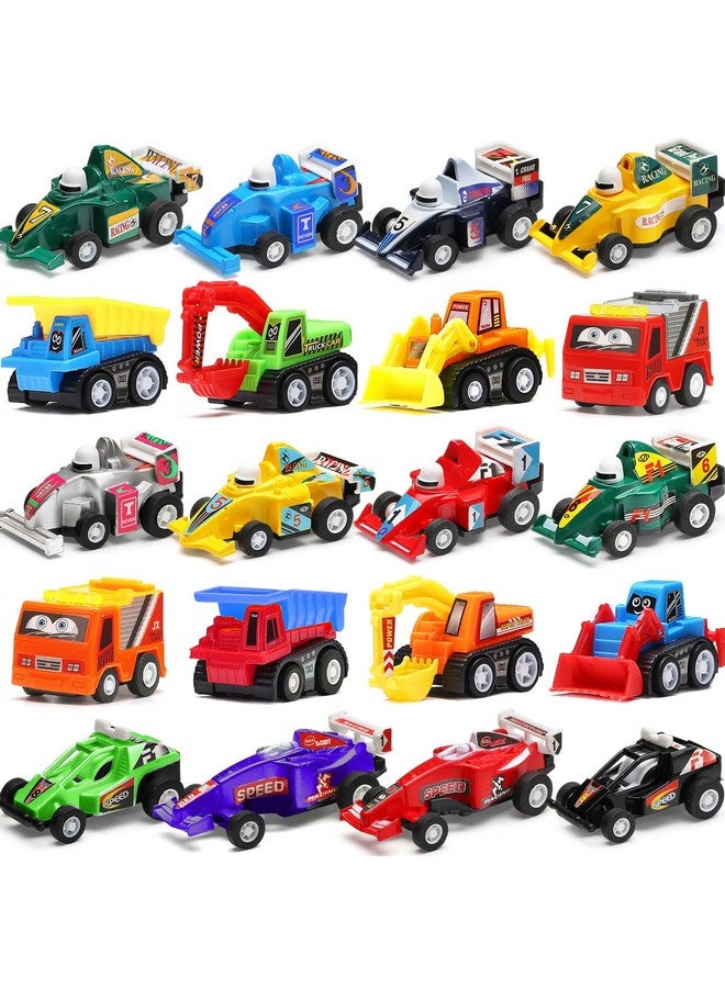 Funcorn Toys سيارة سحب للخلف، مجموعة ألعاب شاحنة مصغرة و سيارة سباق مكونة من 20 قطعة، مجموعة ألعاب مركبات البناء للعب للأطفال الأولاد، هدايا حفلات عيد الميلاد، مستلزمات الألعاب، حشوات بيناتا، حشوات صيد بيض عيد الفصح - Image 1