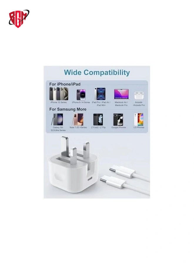 35W USB-C Charger with 1M Type-C to Type-C Cable Compatible with iPhone 15 Series, Samsung S24, and USB-C Devices
