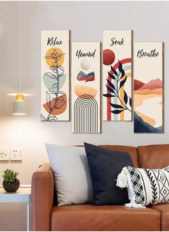 MIXDE 4-Piece Flower Pictures Wall Decor,Wooden Framed Decorative Wall Art Painting For Home Cabinets Dining Restaurant,30x10cm  - Image 4