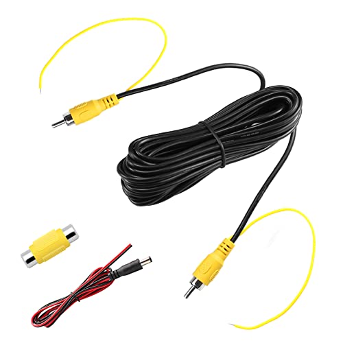 GreenYi Upgraded Double-Shielded (19.69FT / 6M), AV Video Extension Cable with Yellow RCA Video Female to Female Coupler and Power Cable for Monitor and Backup Rear View Camera Connection - Image 1