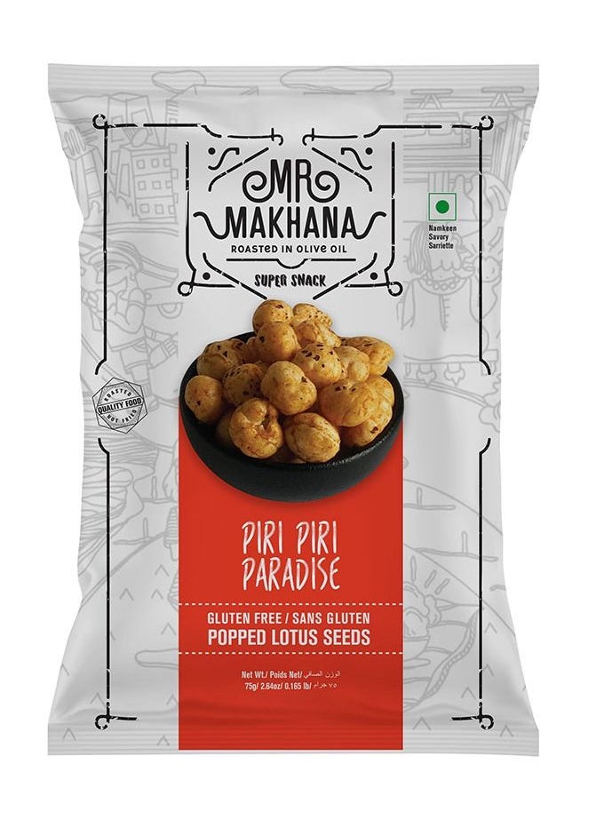 Mr Makhana Piri Piri Paradise Popped Lotus Seeds  75G  - Image 1