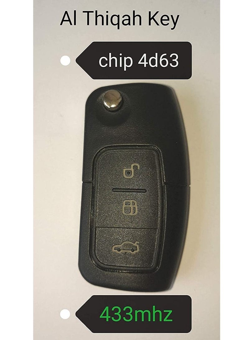 althiqahkey Folding Flip Remote Car Key 3 Button 433MHZ for Ford Focus Mondeo Fiesta with 4D-63 chip  - Image 4