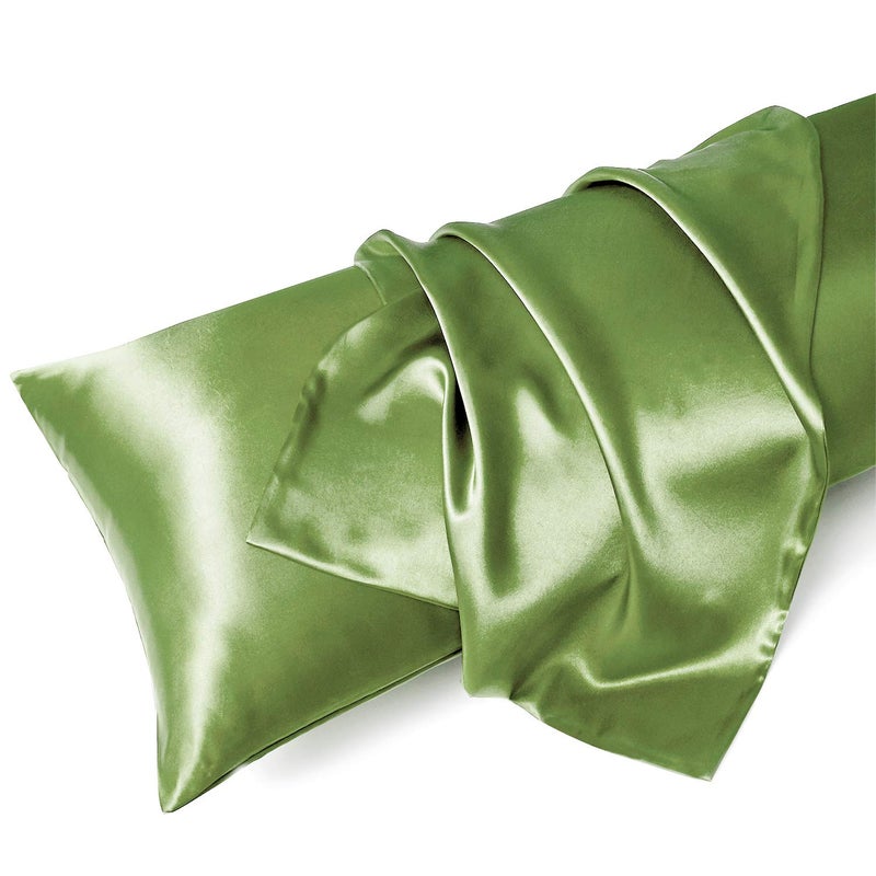 MRHM Satin Body Pillow Cover Soft and Breathable Body Pillow Case with Envelope Closure Cooling and Silky Long Pillowcase for Hair and SkinGrey 20x54 Sage