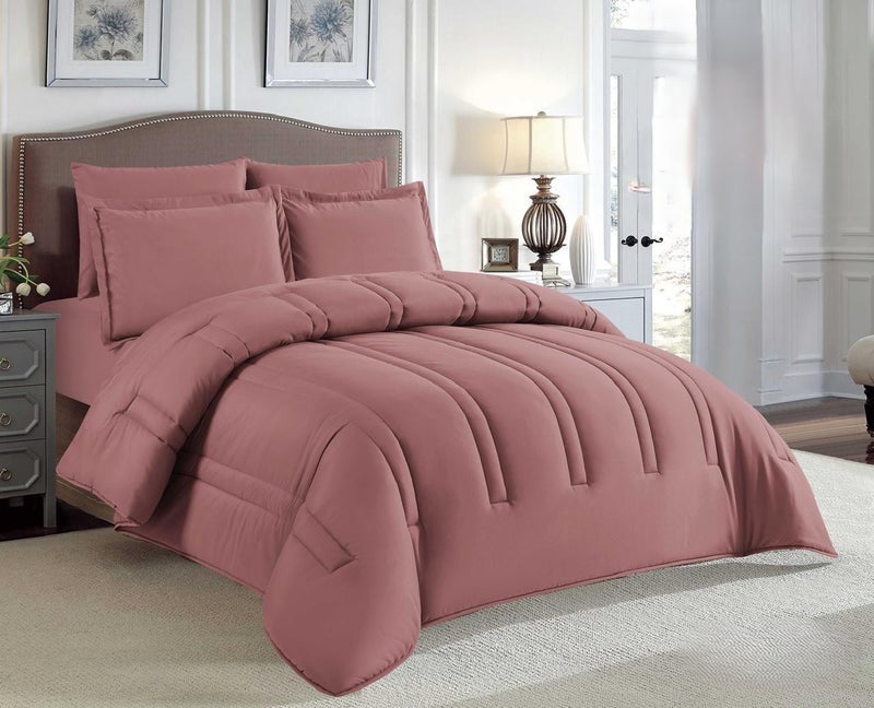 Happymoon Solid Color Comforter Set Single Size 4 Pieces Microfiber Bedding Set Luxury Soft Bed Set with Fitted Sheet & Pillow Sham, Lightweight All Season Comforter 230x170 cm Snap Closure