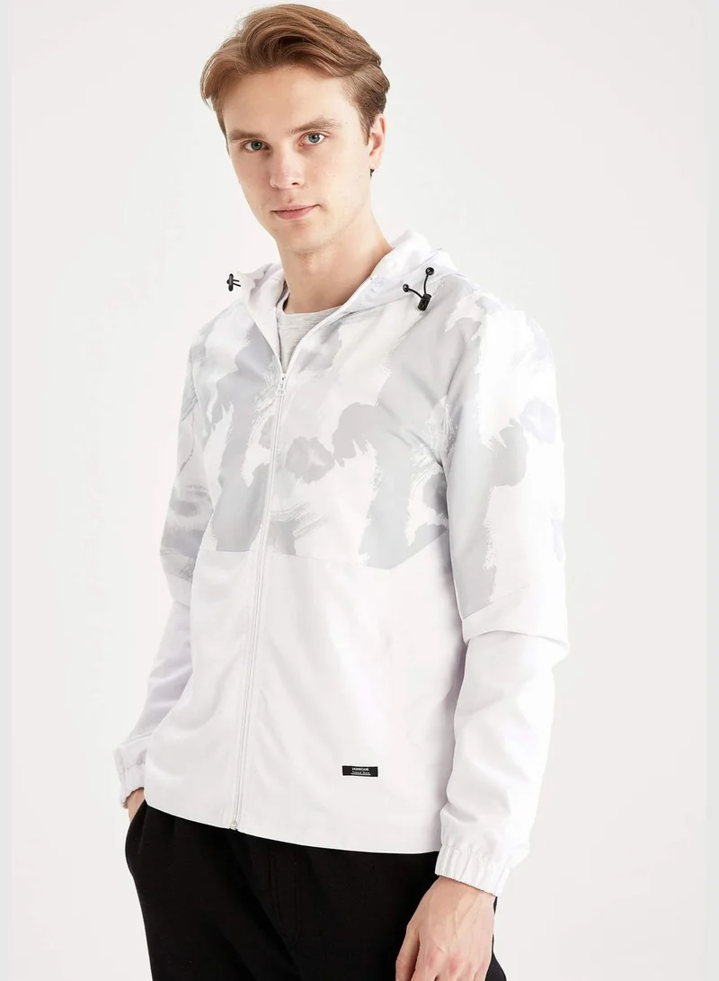DeFacto Slim Fit Patterned Hooded Thin Zip-Up Jacket
