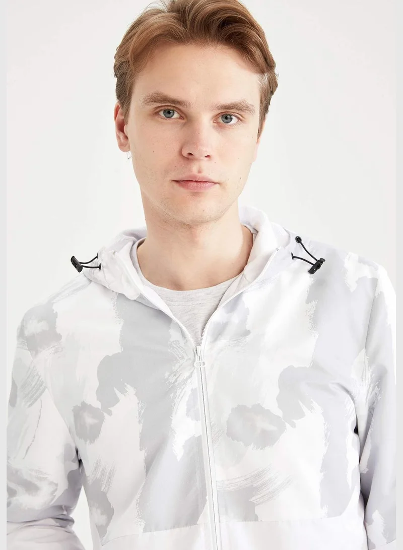 DeFacto Slim Fit Patterned Hooded Thin Zip-Up Jacket