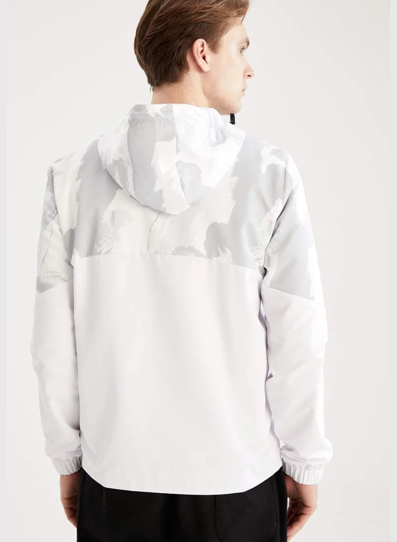 DeFacto Slim Fit Patterned Hooded Thin Zip-Up Jacket