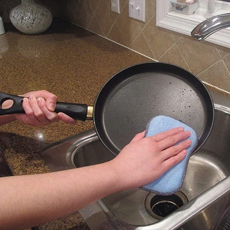 PLENARO Heavy Duty MultiPurpose Scrub Sponges for Kitchen Effortless Cleaning Dishes Pots and Pans NonScratch Microfiber Sponge Pack of 4 - Image 3