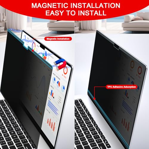 ZOEGAA Magnetic Privacy Screen for Macbook Pro 14 Inch (2021-2026, M1, M2, M3, M4, M5, Pro, Max), Removable Laptop Privacy Screen, Anti Blue Light Glare Filter for Mac Pro 14.2" Laptop Computer - Image 4