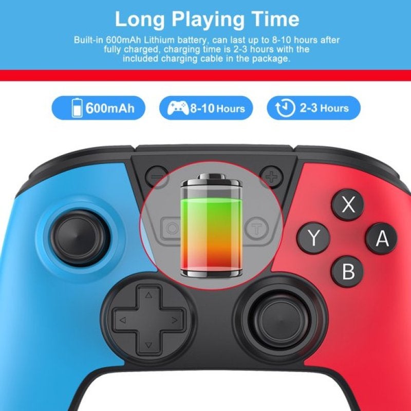 وحدة تحكم لاسلكية لجهاز Nintendo Switch Lite ببطارية قابلة لإعادة الشحن بسعة 600 مللي أمبير في الساعة ومحور جيروسكوبي - اهتزاز بمحرك مزدوج لوحة ألعاب لاسلكية لتجربة لعب سلسة - Image 3