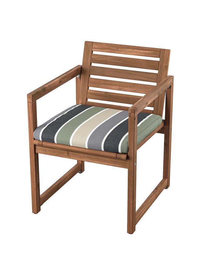 زبون كرسي بمساند للذراعين، للاستخدام الخارجي، بني فاتح مصبوغ/نمط مخطط من إنتاج Frösön/Duvholmen - Image 1