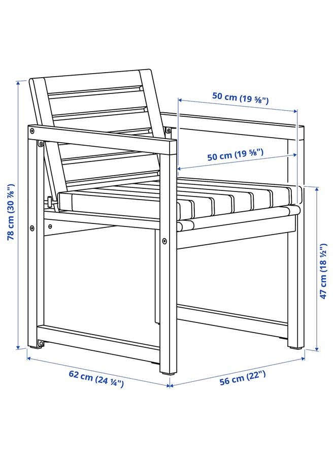 زبون كرسي بمساند للذراعين، للاستخدام الخارجي، بني فاتح مصبوغ/نمط مخطط من إنتاج Frösön/Duvholmen - Image 3