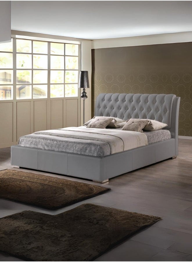 Bed and Mattress Zone California King Tufted Upholstered Bed 190x90 Single Size Grey Color 