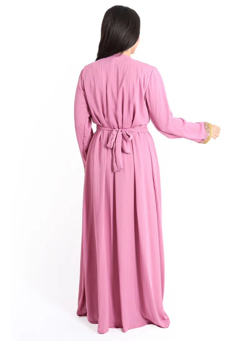 IKKXA Handcrafted Embellished Pink Kaftan IKW1090
