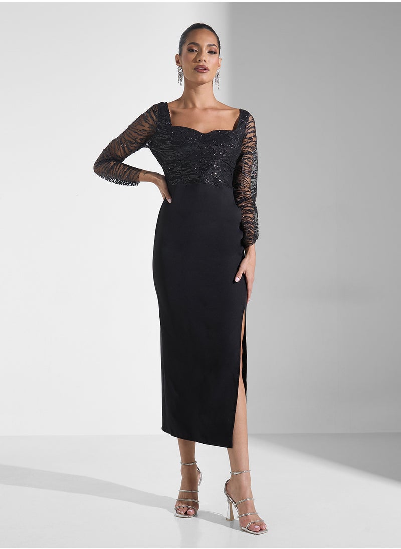 Ella Limited Edition - Embellished Bodice Dress Wih Slit - Image 1