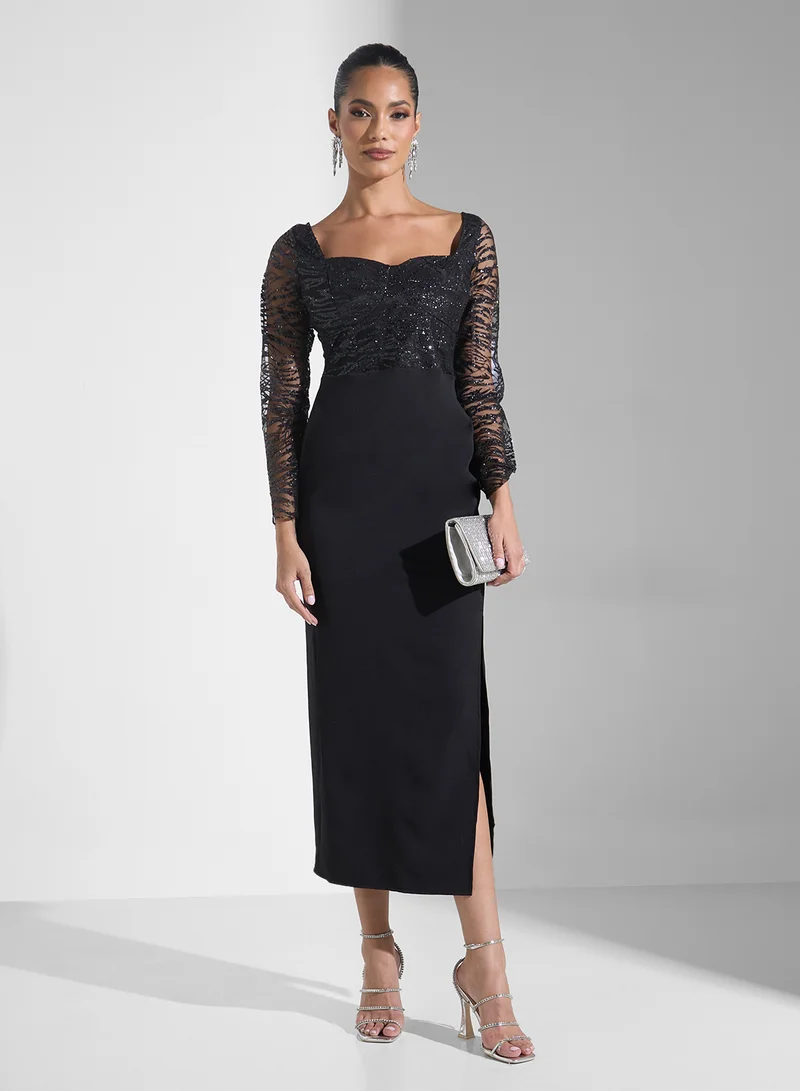 Ella Limited Edition Sequin Bodice Midi Dress