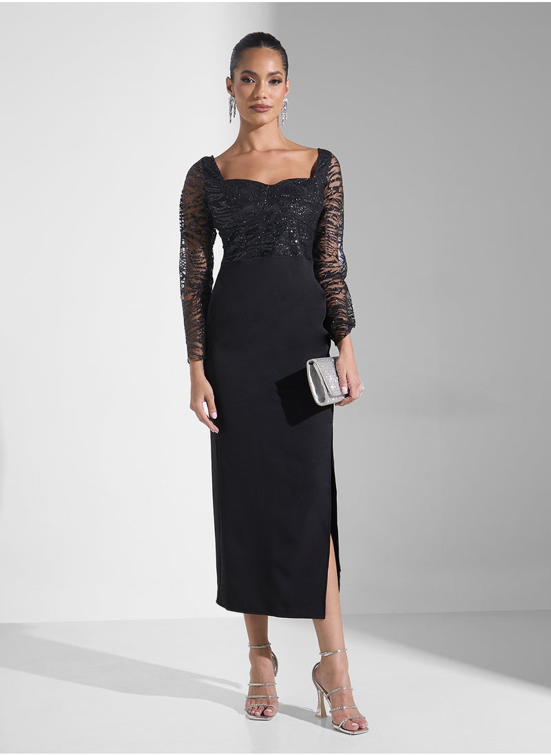 Ella Limited Edition - Embellished Bodice Dress Wih Slit - Image 1