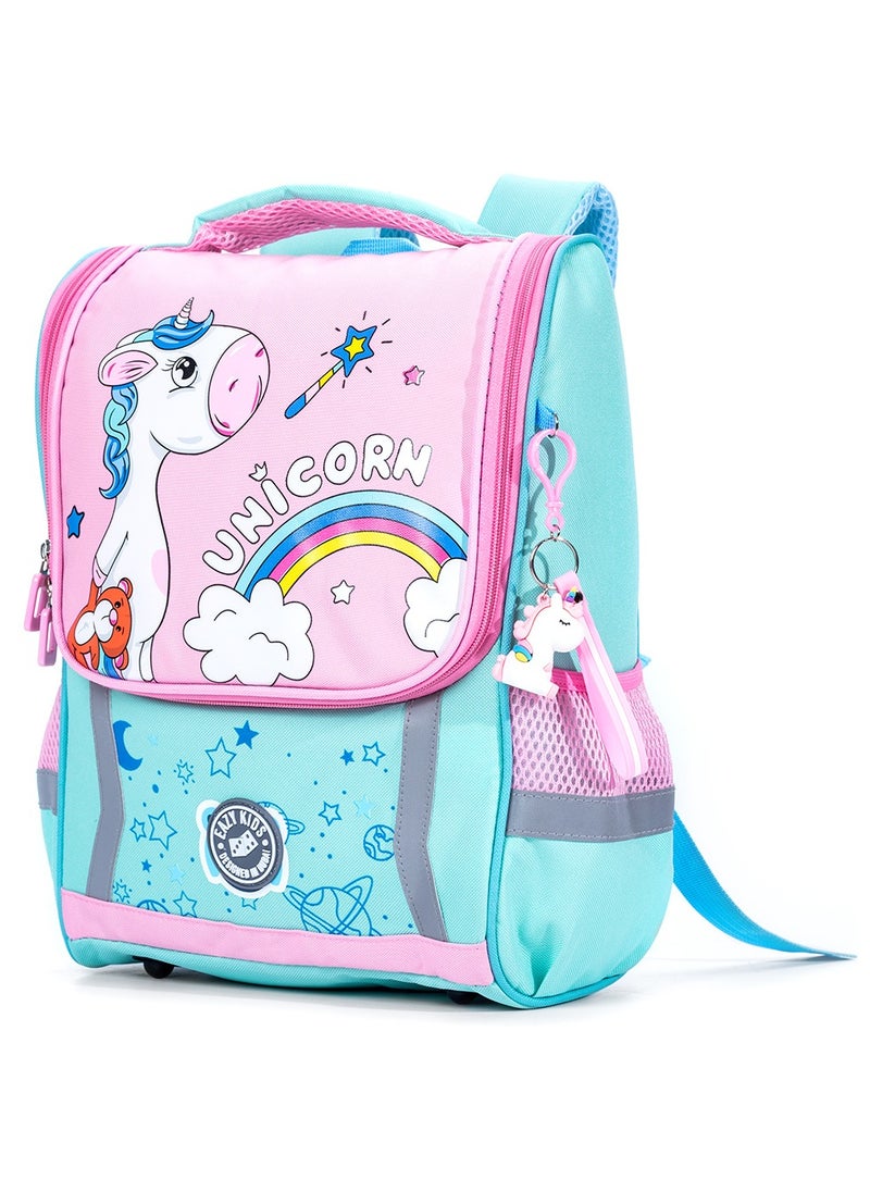 Eazy Kids حقيبة مدرسية يونيكورن - أخضر + وردي  - Image 2