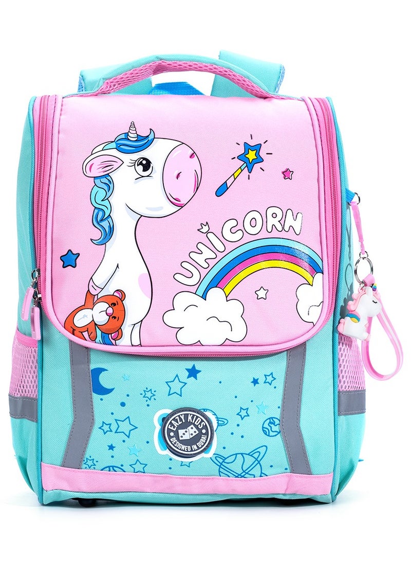 Eazy Kids حقيبة مدرسية يونيكورن - أخضر + وردي  - Image 1