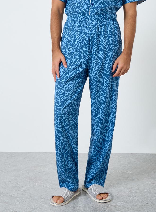 Styli Men Leaf Print Relaxed Fit Shirt and Pyjama Set - Image 4