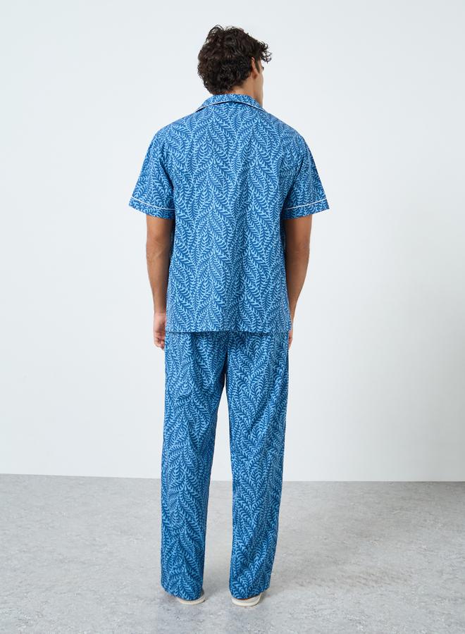 Styli Men Leaf Print Relaxed Fit Shirt and Pyjama Set - Image 5