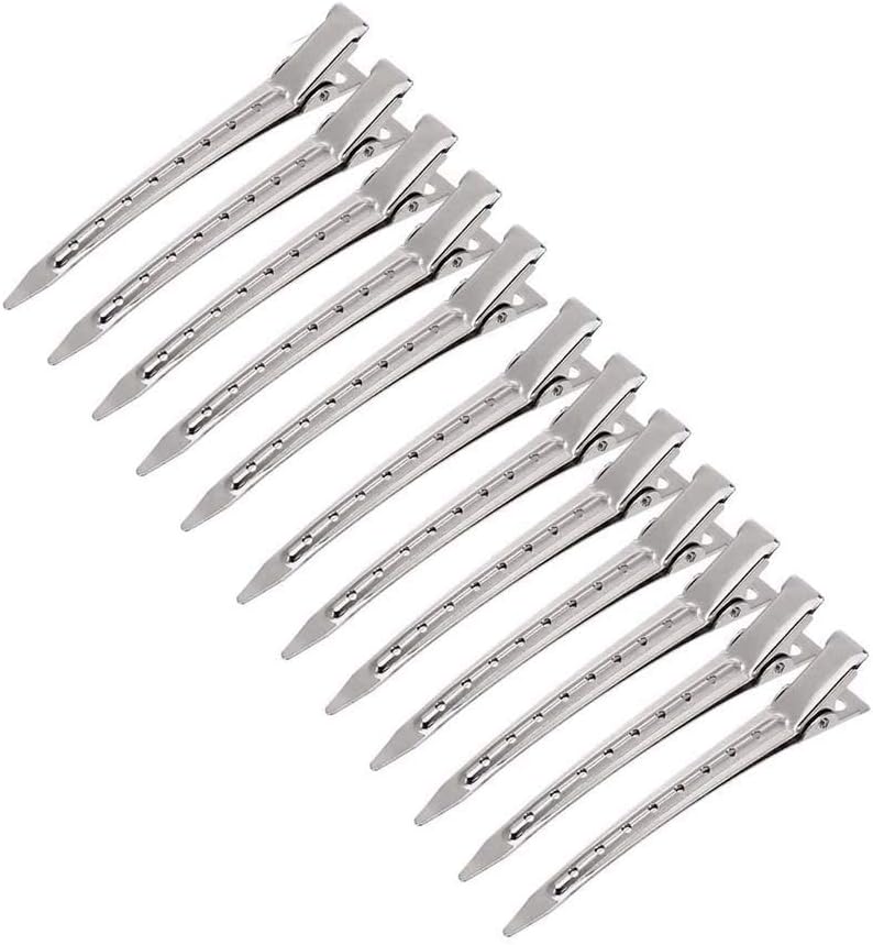 HotsUAE 12 Packs Duck Bill Clips, 9cm Rustproof Metal Alligator Curl Clips with Holes for Hair Styling, Hair Coloring, Silver - Image 2