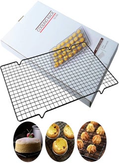 Liseng 2 Pack Cooling Racks for Baking Non Stick Metal Cake Cooling Wire Roasting Rack Large/Small Heavy Cooling Mesh for Cake/Bread/Biscuit/Cookie Drying Decorating Stand