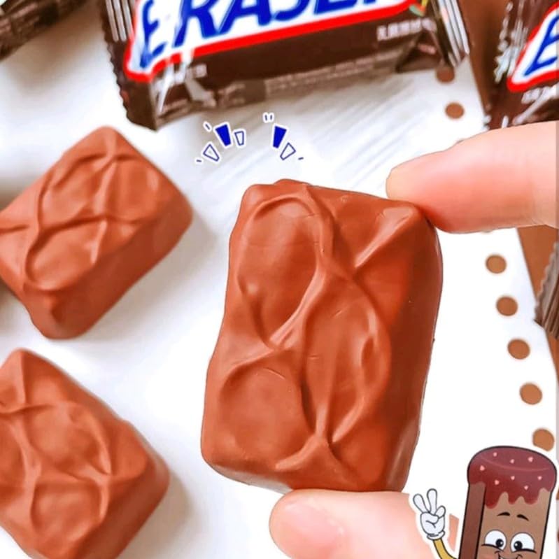 SSKR Chocolate Shape Erasers | Non-Toxic Rubber Pencil Erasers for Kids | Cute Stationery Birthday Return Gifts | Fun & Creative School Supplies (Pack of 4) - Image 3