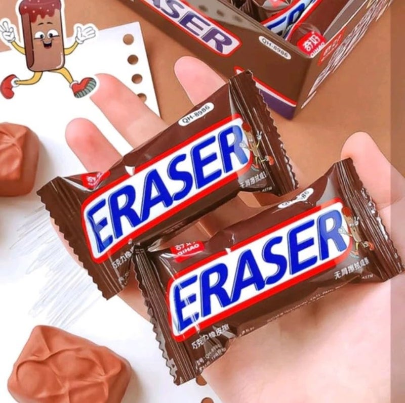SSKR Chocolate Shape Erasers | Non-Toxic Rubber Pencil Erasers for Kids | Cute Stationery Birthday Return Gifts | Fun & Creative School Supplies (Pack of 4) - Image 1