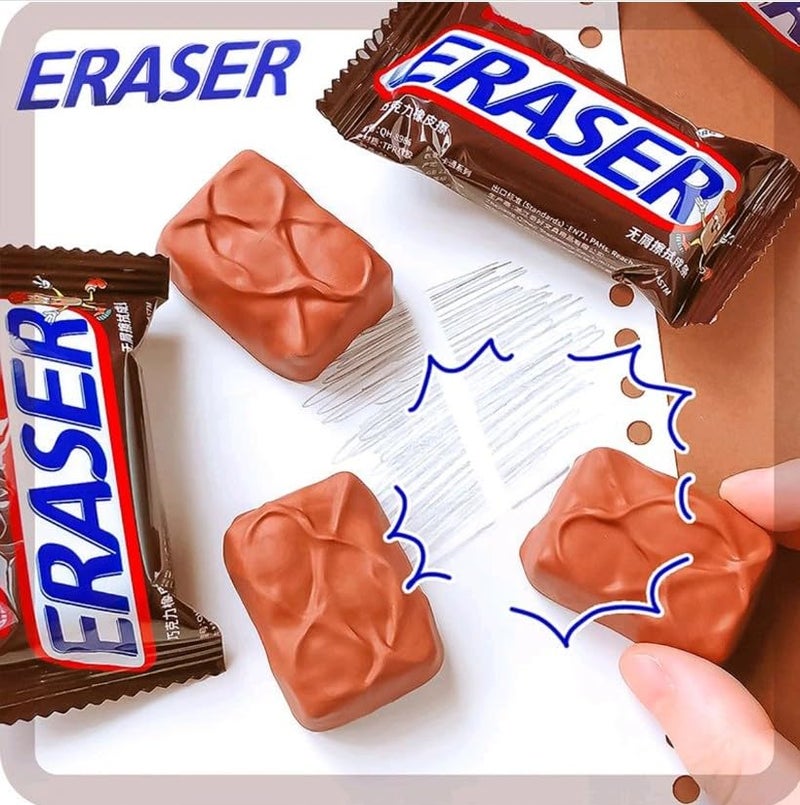 SSKR Chocolate Shape Erasers | Non-Toxic Rubber Pencil Erasers for Kids | Cute Stationery Birthday Return Gifts | Fun & Creative School Supplies (Pack of 4) - Image 5