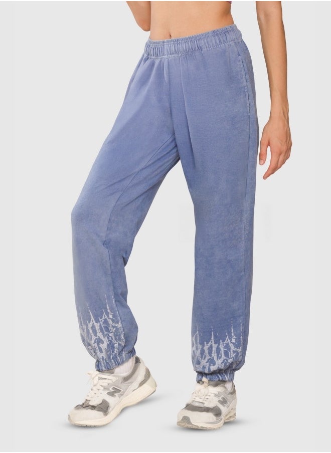 Musclemind Women's Acid Wash Mid Waist Cotton Denim Joggers with Elasticated Hidden- Inner Drawstring Waistband, Deep Pockets, Super Soft, Long-Lasting Colour, Lightweight And Streachable Fabric for All Day Comfort  - Image 1