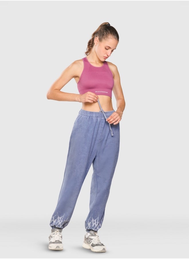 Musclemind Women's Acid Wash Mid Waist Cotton Denim Joggers with Elasticated Hidden- Inner Drawstring Waistband, Deep Pockets, Super Soft, Long-Lasting Colour, Lightweight And Streachable Fabric for All Day Comfort  - Image 3