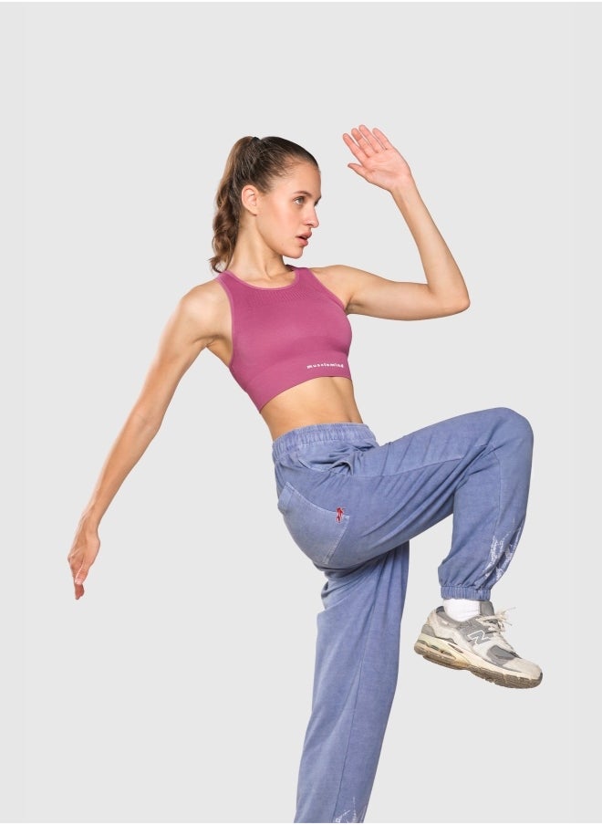 Musclemind Women's Acid Wash Mid Waist Cotton Denim Joggers with Elasticated Hidden- Inner Drawstring Waistband, Deep Pockets, Super Soft, Long-Lasting Colour, Lightweight And Streachable Fabric for All Day Comfort  - Image 2