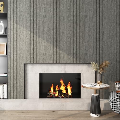 Decotalk Grey Wall Panels Slat Walls - Wood Panels for Ceiling Gray Woods Panel for Interior Wall Decor 12x86.6 Inch Paneling Wood Veneer Panel Feature Walls Peel and Stick Woods Paneling Grey - Image 4