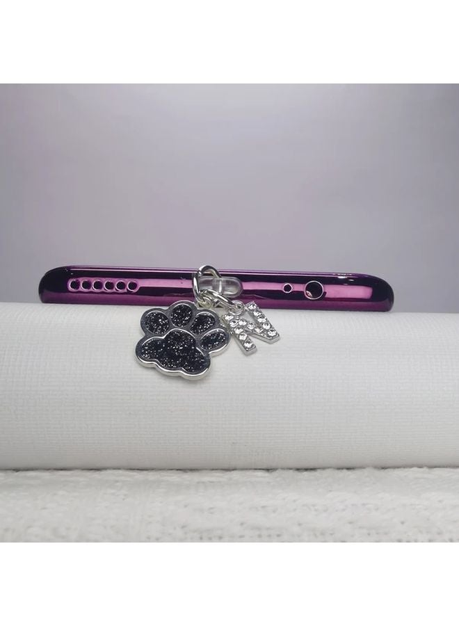 Cute Black Letter Dust Plug For Type C And IPhone Port Cover - Image 1