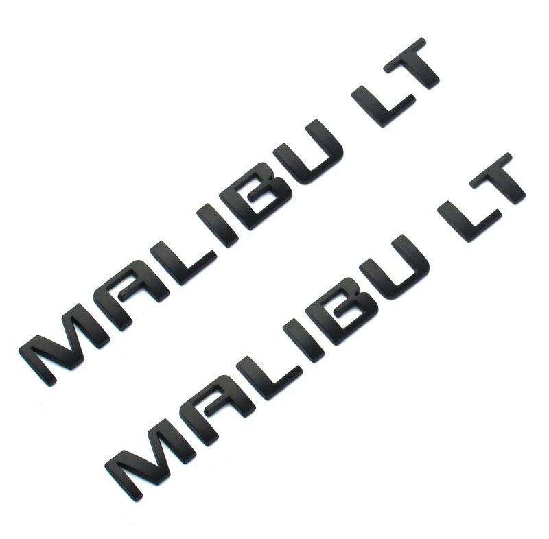2Pc Malibu LT Emblem Rear Trunk Lid Door Letter Logo Badge Nameplate Sport Replacement for 1015 Malibu 22842006 Gloss Black