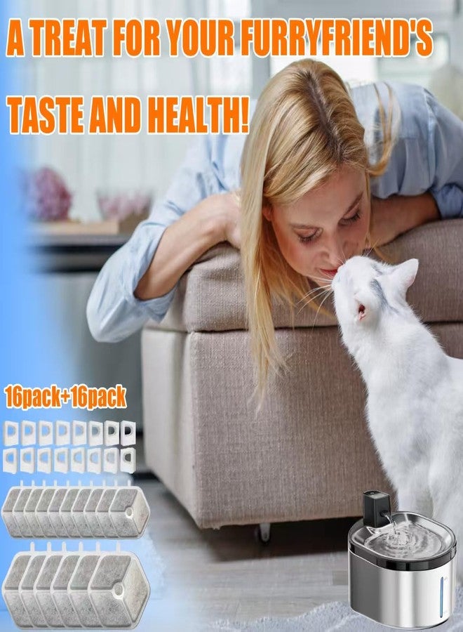OUPUSES 16 Pack Replacement Filters and 16pack Sponges for Smartoo 152oz/4.5L Wireless Cat Water Fountain, Pet Water Fountain Replacement Filter Fit for smartoo replacement filters - Image 4