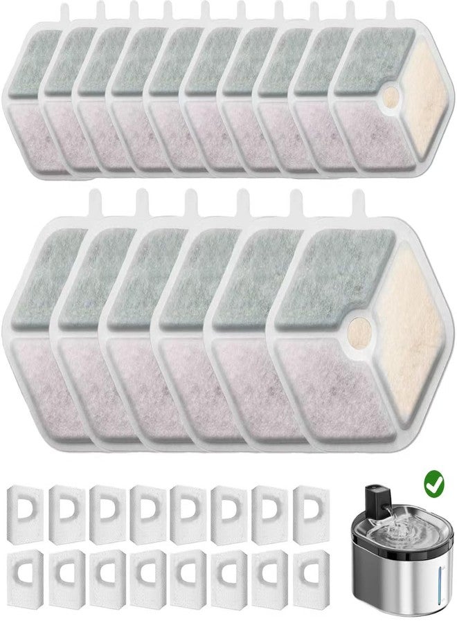 OUPUSES 16 Pack Replacement Filters and 16pack Sponges for Smartoo 152oz/4.5L Wireless Cat Water Fountain, Pet Water Fountain Replacement Filter Fit for smartoo replacement filters - Image 1