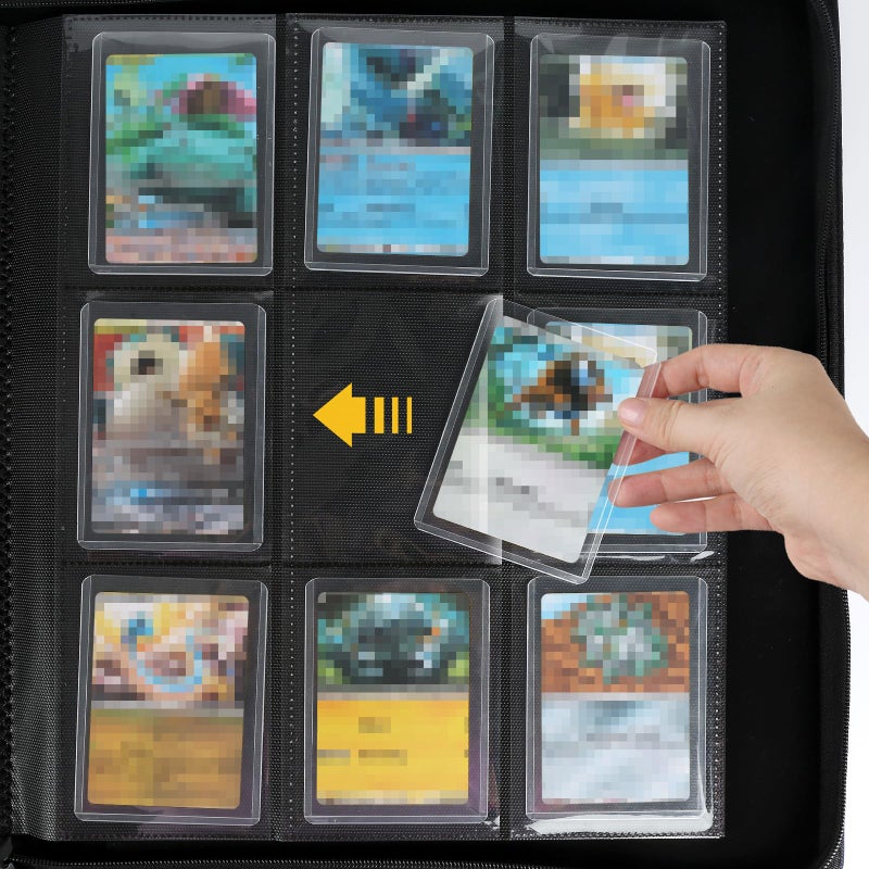 GERMUN Toploader Binder, Holds 288 Toploaders, 9 Pocket Top Loader Binders with Sleeves for 3 x 4'' Toploaders, Double-Sided Pocket Top Loader Storage Binder, Trading Card Binder - Carton Black - Image 5