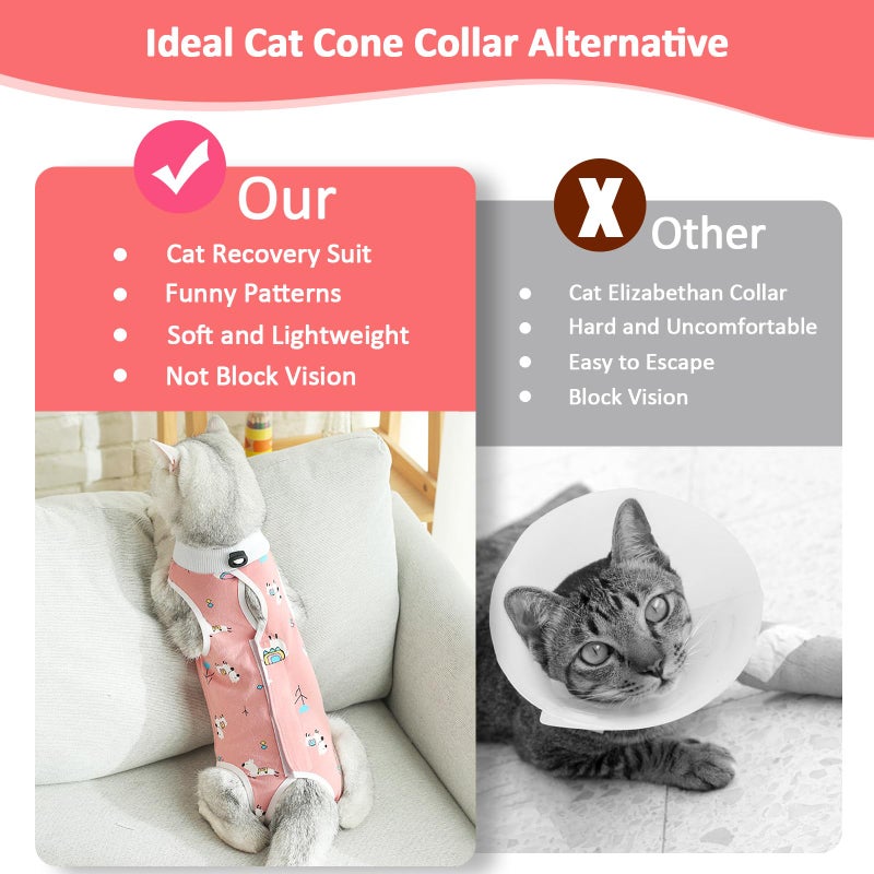 Coppthinktu 2 PCS Cat Recovery Suit Female Cat Onesie for Cats After Surgery Spay Abdominal Wounds, Kitten Surgery Recovery Suit Female Breathable E-Collar Alternative Kitten Onesie Anti Licking Medium - Image 3