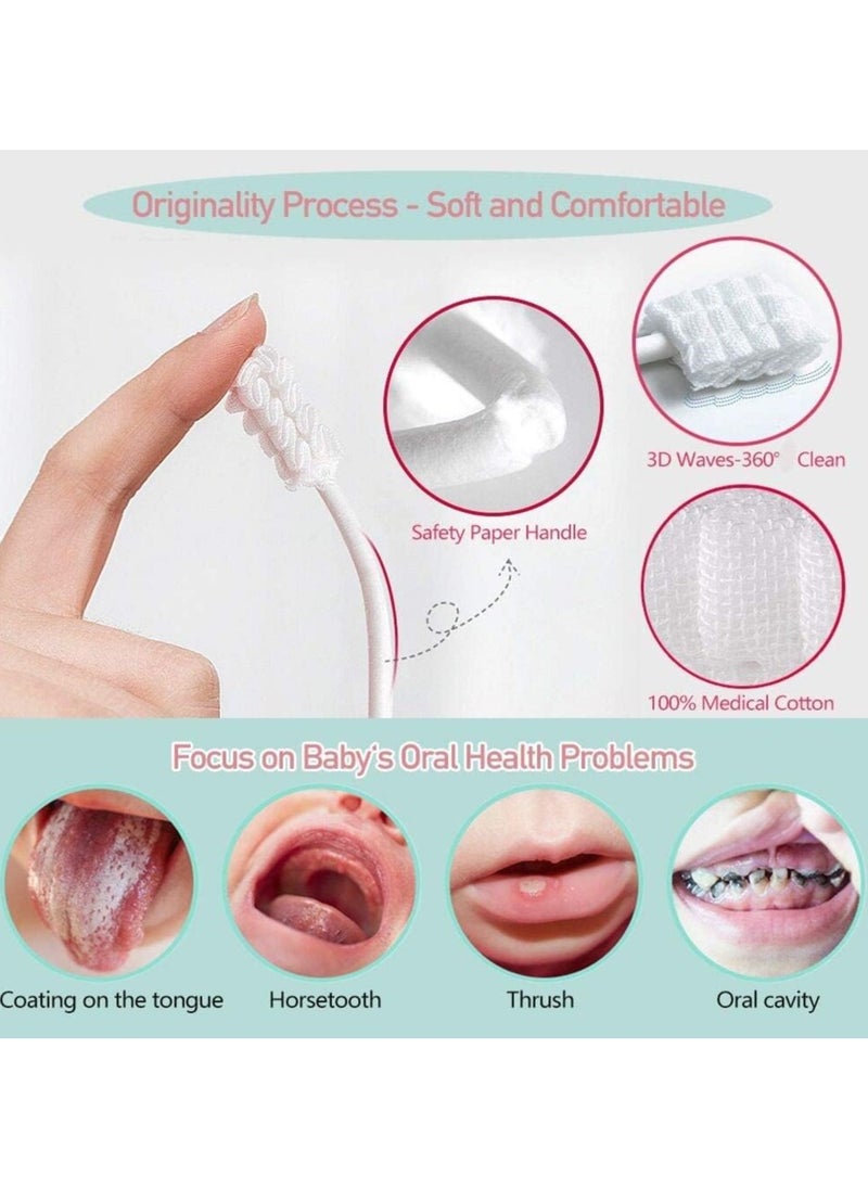 ATRJSZ 60 PCS Baby Tongue Cleaner & 2Pcs Baby Finger Toothbrush, Toothbrush Infant Upgrade Gum Cleaner with Paper Handle, Soft Gauze for 0-36 Month Baby  - Image 3