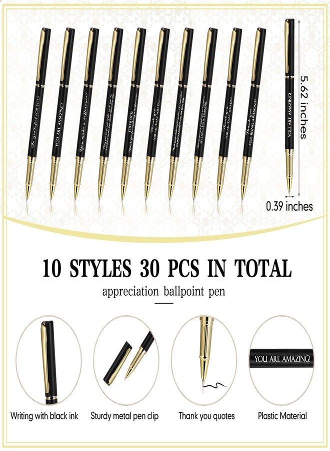 PerKoop 30 Set Thank You Pen Employee Appreciation Ballpoint Pen with Engraved Inspirational Quotes with Box for Thanksgiving Medical Assistants Teacher Student Office Black Ink(Black,Mixed) - Image 2