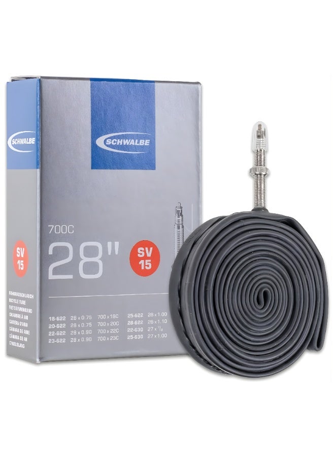 SCHWALBE 28 Inch Bicycle Inner Tube SV15 Presta Valve 40mm Road Bike Tire Tube 18/28-622/630 Compatible Lightweight Black - Image 1